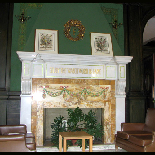 Fireplace in the Reading Room in the Flower library